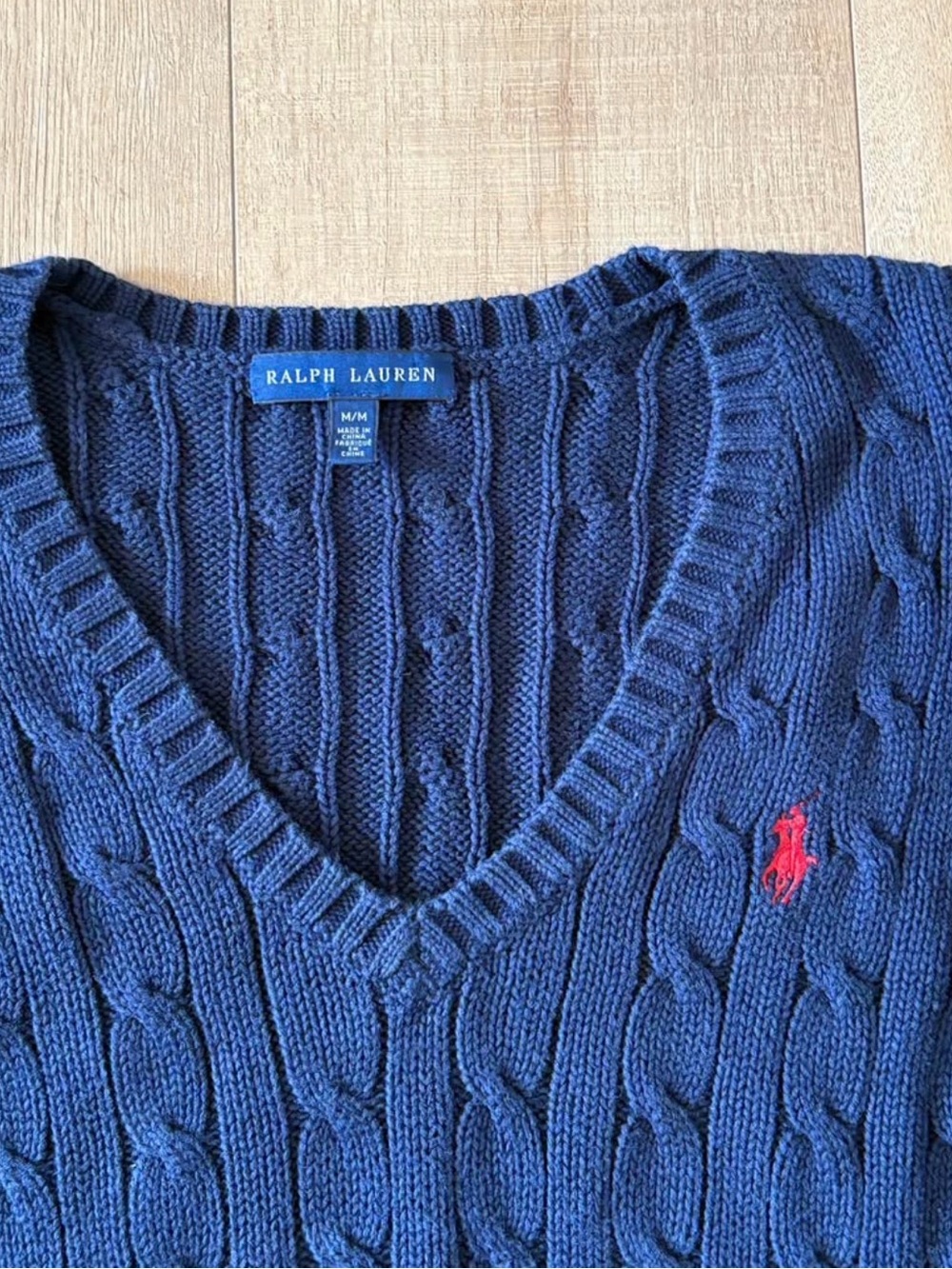 Ralph Lauren Cable-Knit V-Neck Sweater